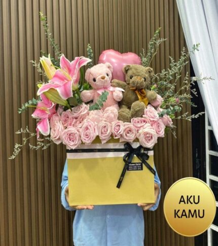 Bunga Box Fresh Flowers Edisi Valentine / Imlek / Idul Fitri / Natal / Custom